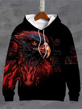 Red Eagle Graphic 3D All Over Print Hoodie - Adults  Youth