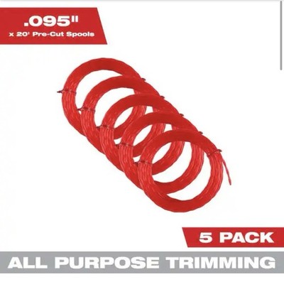 Milwaukee 0.095 in. x 20 ft. Pre-Cut Trimmer Line (5-Pack)