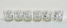 Set of 6 GEORGES BRIARD TENNIS Player Game Set Match Rocks Glasses Tumblers