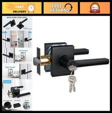 Keyed Entry Door Lever Lock Set for Front/Office - Black Handle, Left/Right Hand