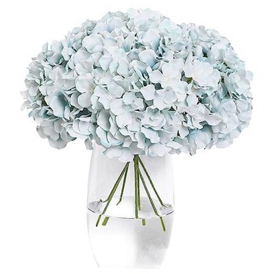  Hydrangea Artificial Flowers -12 pcs Realistic Fake Hydrangeas Silk Light Blue