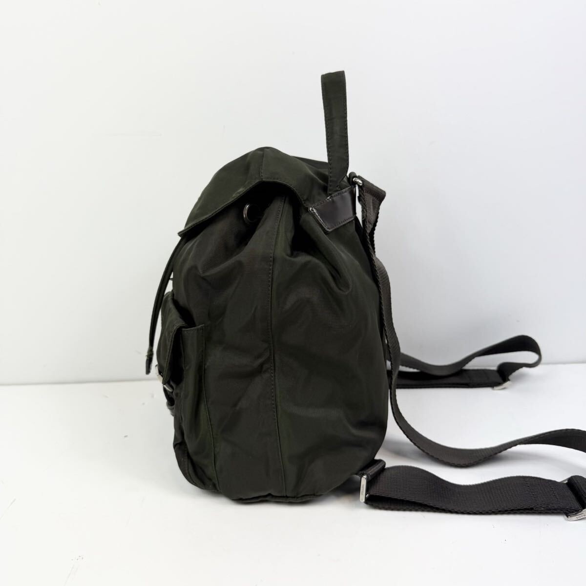 Prada Nylon Backpack Khaki Rucksack Vintage Authentic thumbnail 4