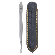 Slanted Tweezers in Leather Case - Made in Solingen Germany