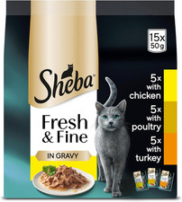 150 X 50G Fresh & Fine Adult Wet Cat Food Pouches Mixed Poultry in Gravy 2.78 per kilo