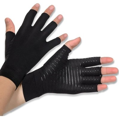 Copper Compression Gloves Anti Arthritis Fingerless Hand Support Pain Relief US