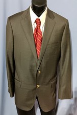 Hickey Freeman Solid Brown Suit 42R Gold Label Dual Vents