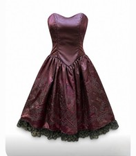 Vintage Gunne Sax Jessica McClintock Strapless Party Dress Purple Satin Sz 9/10