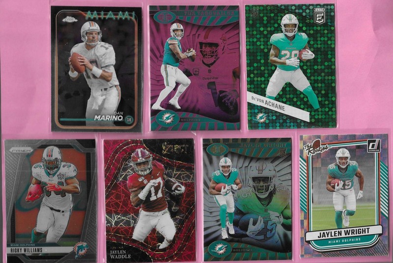 🏈 Dolphins 13-Card Lot – Achane RC, Waddle RC, Jaylen Wright RC, Marino