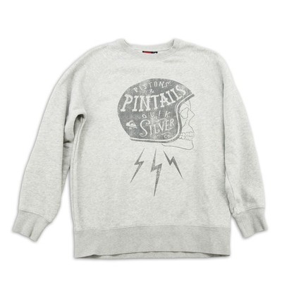 Quiksilver Pullover Gr. S Grau Herren Langarm Logo Oberteil Longsleeve Freizeit