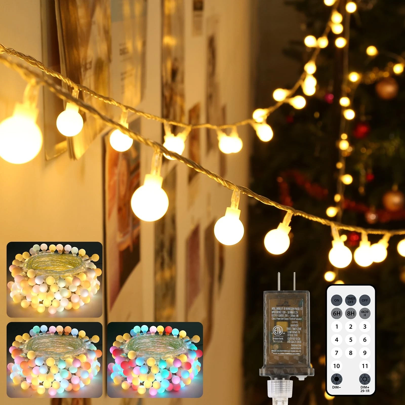 50FT Connectable Globe String Lights Outdoor Waterproof, 150 LED Fairy Lights...