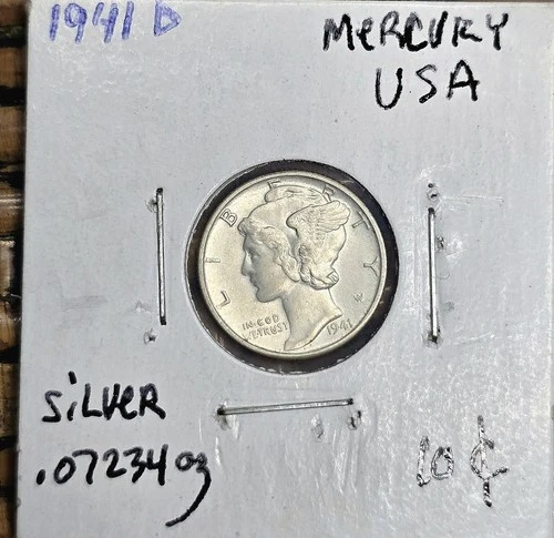 1941-D Mercury Dime 10c AU/BU