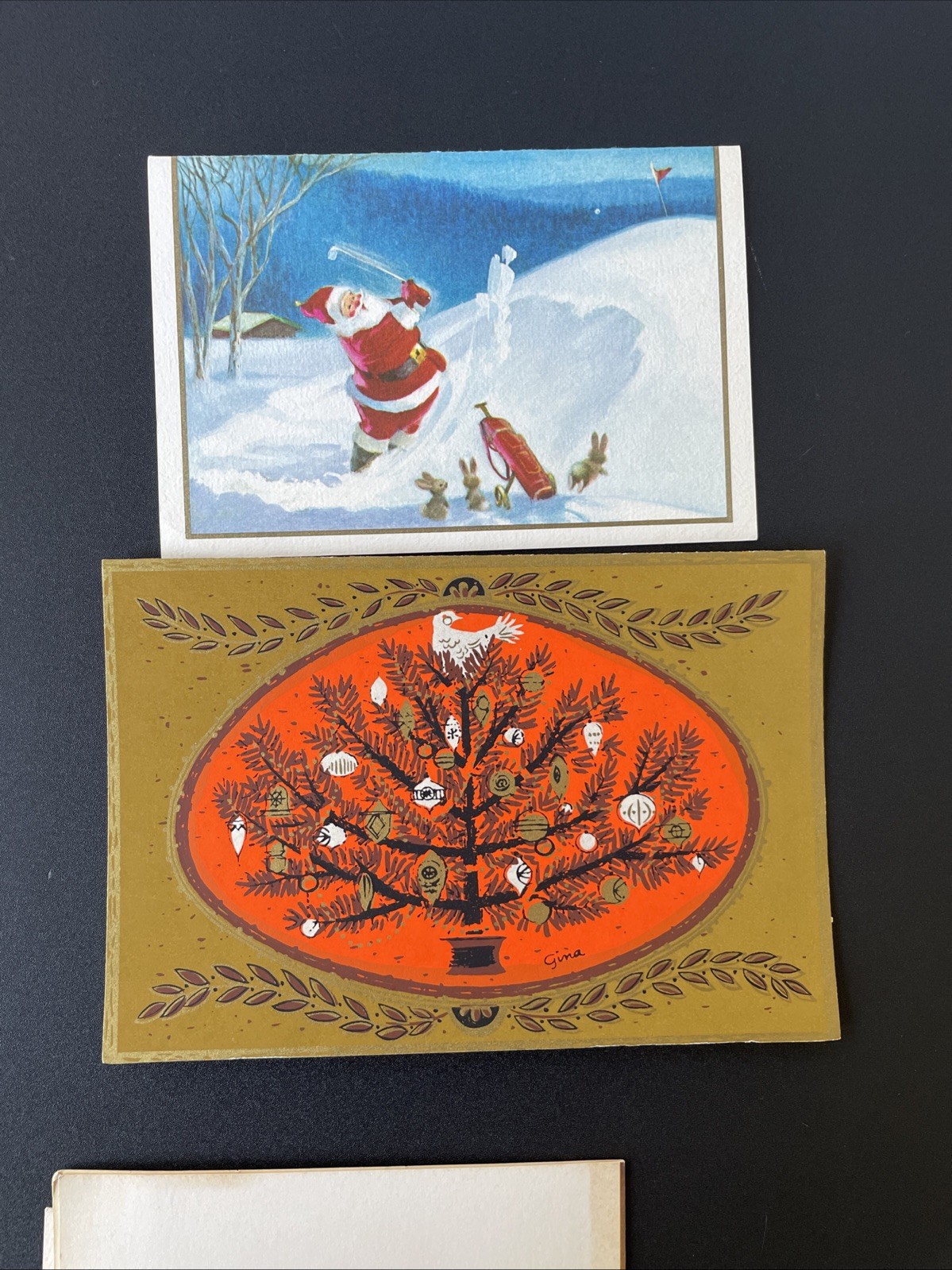 Vintage Christmas Card Lot Unused Partridge Tree Santa Buzza Norcross Regency