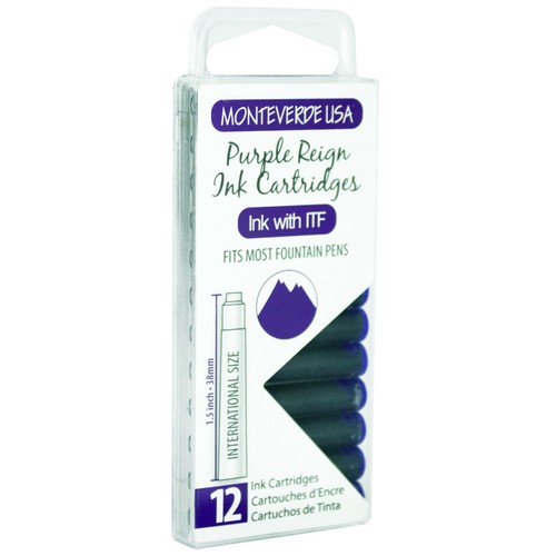Monteverde G305PR Ink Cartridges Clear Case Gemstone Purple Reign- Pack of 12 - Picture 5 of 8