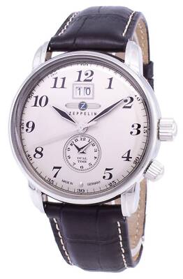 Zeppelin LZ 127 Graf Dual Time Beige Dial Leather Strap Quartz