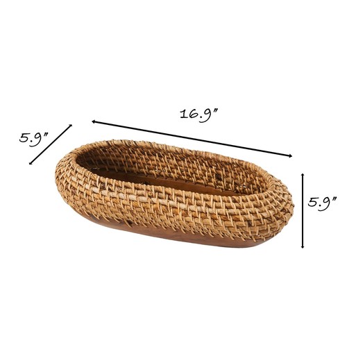 Vaso fioriera Boho in legno di rattan e teak tessuto a mano da interno decorazione casa - Foto 27 di 54