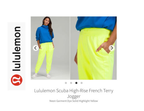 BNWT Lululemon High Rise Scuba Joggers. Neon. Size 12/28 Inch Inseam