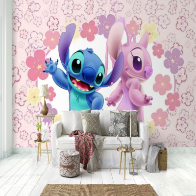 Kids 3D Stitch Wallpaper Boys Girls Bedroom Wallpaper Living room