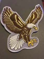 Large Embroidered 6”x7” Bald Eagle Landing Iron On Patch