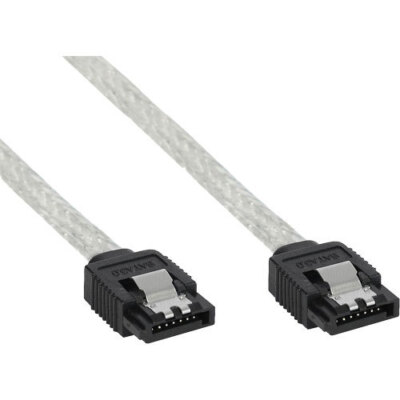 InLine SATA 6Gb/s Kabel rund mit Lasche transparent 0,75m