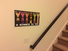 Pro Wrestling 12"X24" Picture Pixel perler sprite large NES 8 Bit Video Game