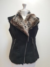Ww2 Womens John Richmond Black Faux Fur Zipped Short Jacket Uk L 12 Eu 40