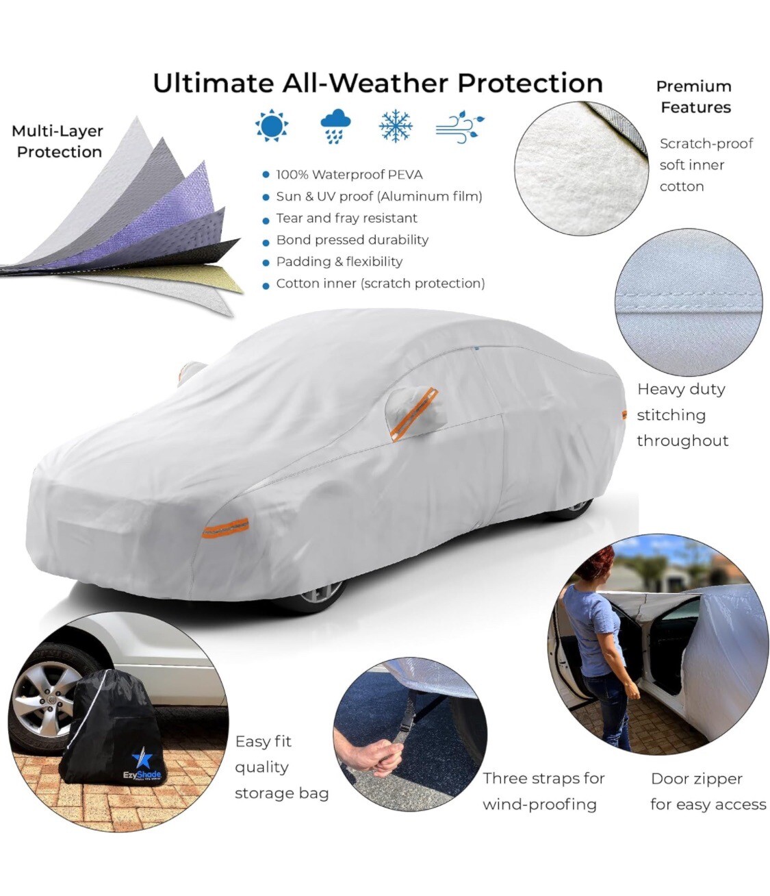 EzyShade 10Layer Car Cover Waterproof All Weather. See Vehicle Size