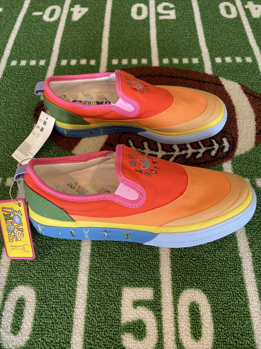 Adidas Nizza Slip-On Pride Pack Love Unites Sneaker Multi Color Men US 7 GW2421 Adidas Nizza Love Unites Rainbow Slip On Pride Sneakers  main image 4
