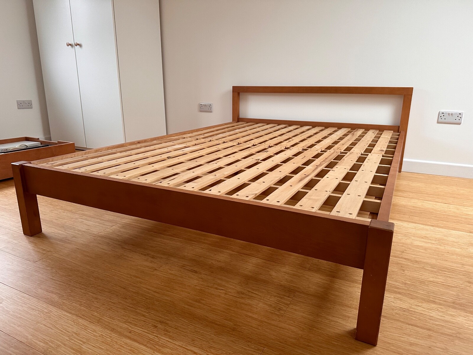 Wooden used Muji double bed +4 underbed storage drawers eBay
