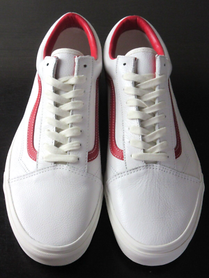 Vans Men\'s Old Skool Vintage Leather Blanc De Blanc White Red Shoes Sizes NIB $_57.JPG?set_id=880000500F main image 2