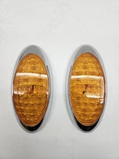 8" Bright Oval Amber LED RV Camper Trailer Marker Turn Signal Lights Chrome Trim
