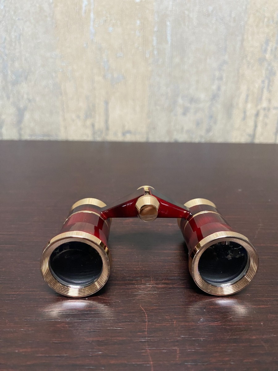 Vintage TASCO Japan 3 X 23 Opera Binoculars Burgundy & Gold #89559