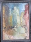 vintage MCM original oil Painting expressionist Abstract cubist Signed 20 x 28 — photo 2