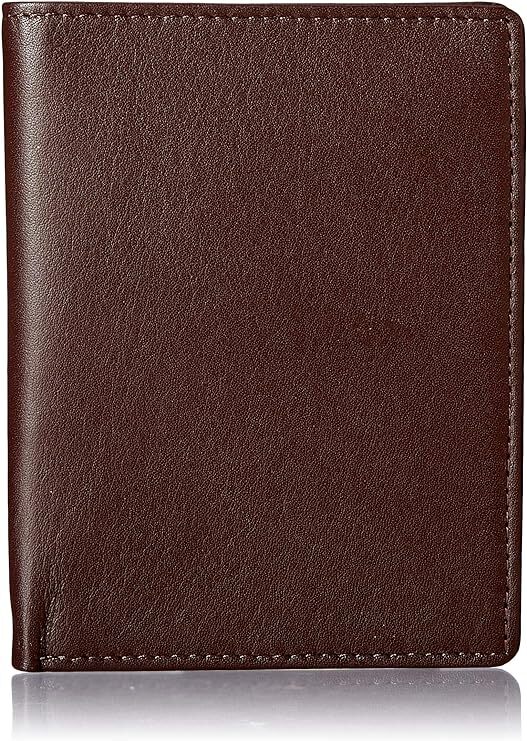 Royce Leather Blocking Bifold Passport Currency Travel Wallet, Brown