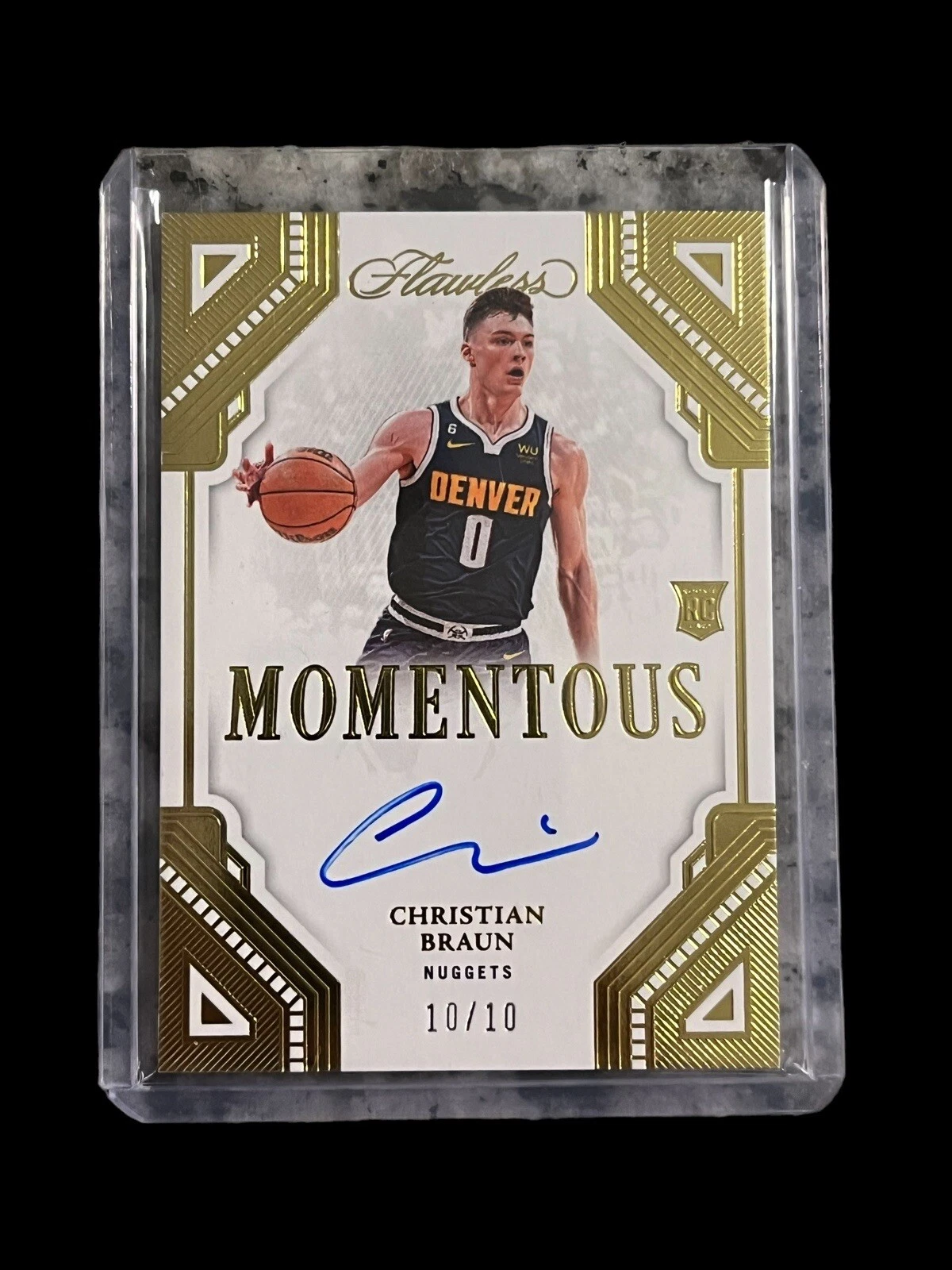 2022-23 Panini Flawless Christian Braun Gold RC Rookie Momentous Auto 10/10