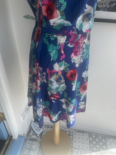 Ladies Joe Browns Blue Floral Print Prom Style Dress Size 18 Short Fit N Flare - Picture 4 of 6