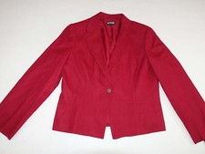 Kasper Women's 1 Button Blazer Jacket Size 14 NWT 100 Silk Red Suit Coat Lined