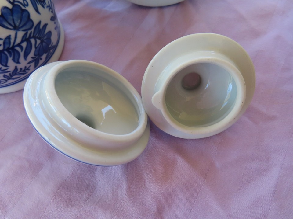 Blue Flower Ceramic Teapot Set Sugar & Creamer Country | eBay