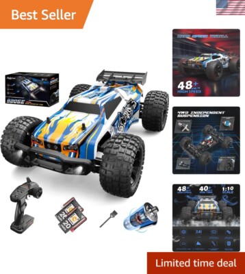 48 KM/H High Speed RC Crawler - 1:10 Offroad Truck with Durable Design & Lights