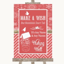 Red Winter Wishing Well Message Personalised Wedding Sign