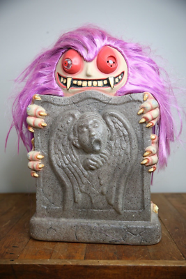 Vintage tombstone Halloween Gremlin Monster Blow Mold Vampire