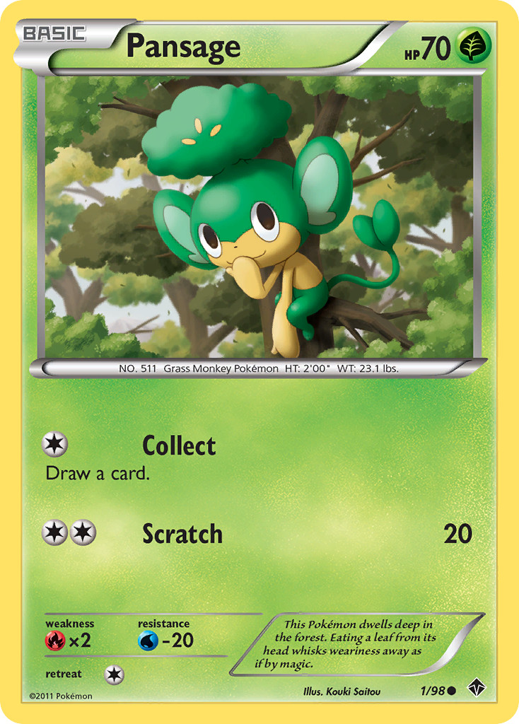 Pansage 1/98 Common | Emerging Powers | Pokemon Card