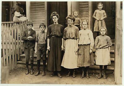 Black and White Photo Family of Mill Workers  8x10 Reprint  A-21