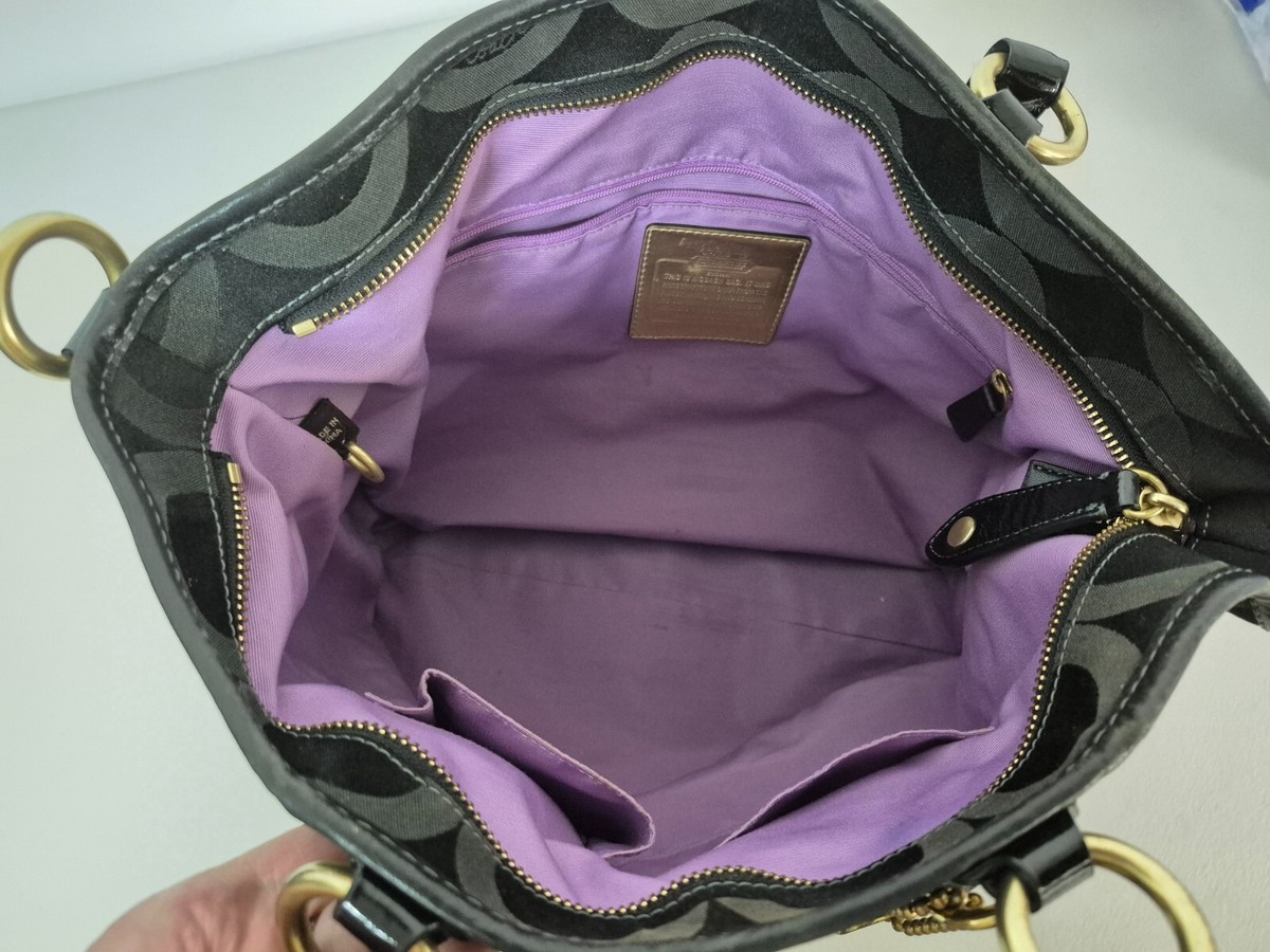 Auth COACH #12963 Madison OP Art Signature Logo Julianna Satchel