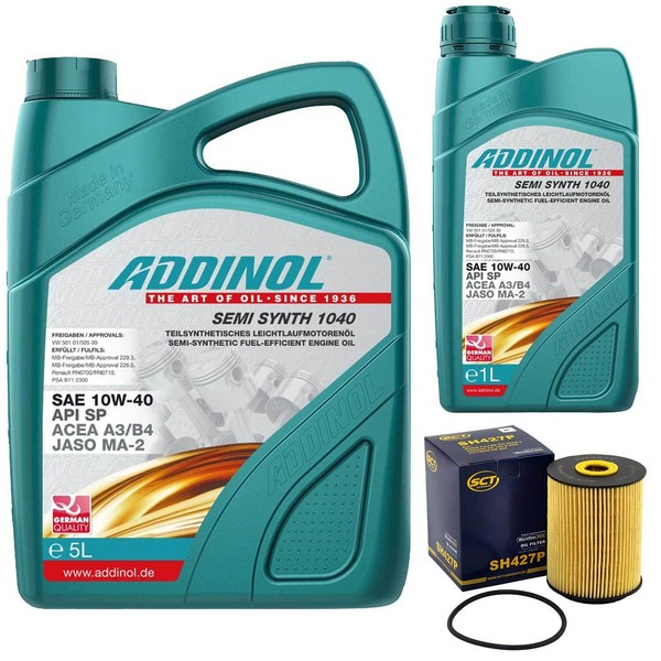 MotoröL Set Addinol 10W-40 Semi Synth 6 Liter + ÖLfilter FüR Ford Galaxy VW Golf-image