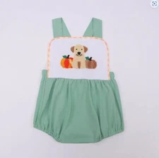 NEW Boutique Pumpkin Labrador Puppy Dog Baby Boys Sleeveless Romper Jumpsuit