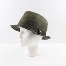 PETER GRIMM Fedora Dark Green Straw 100% Natural Fiber One Size Men's Hat