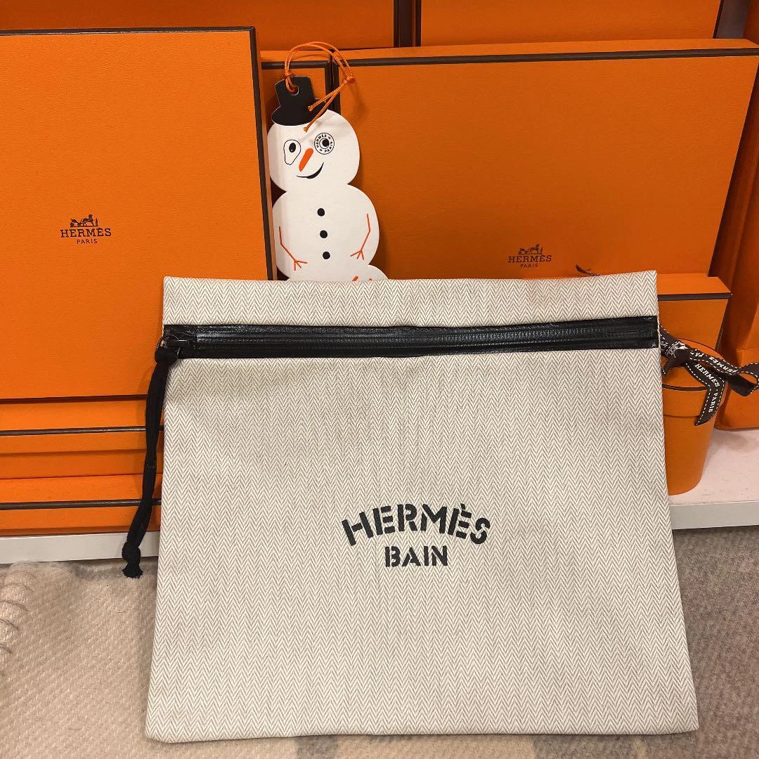 Hermes Original Swimsuit Preservation Pouch Bag White Free