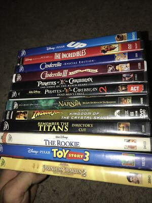 12 Disney DVDs Up Incredibles Cinderella Pirates Narnia You Story