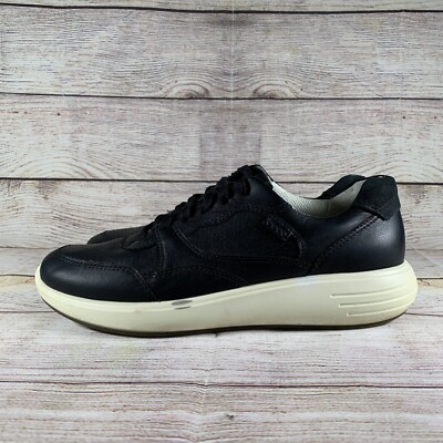 Ecco Soft 7 Runner Low Top Leather Black Womens Size 8 Extra Width Shoes Sneaker