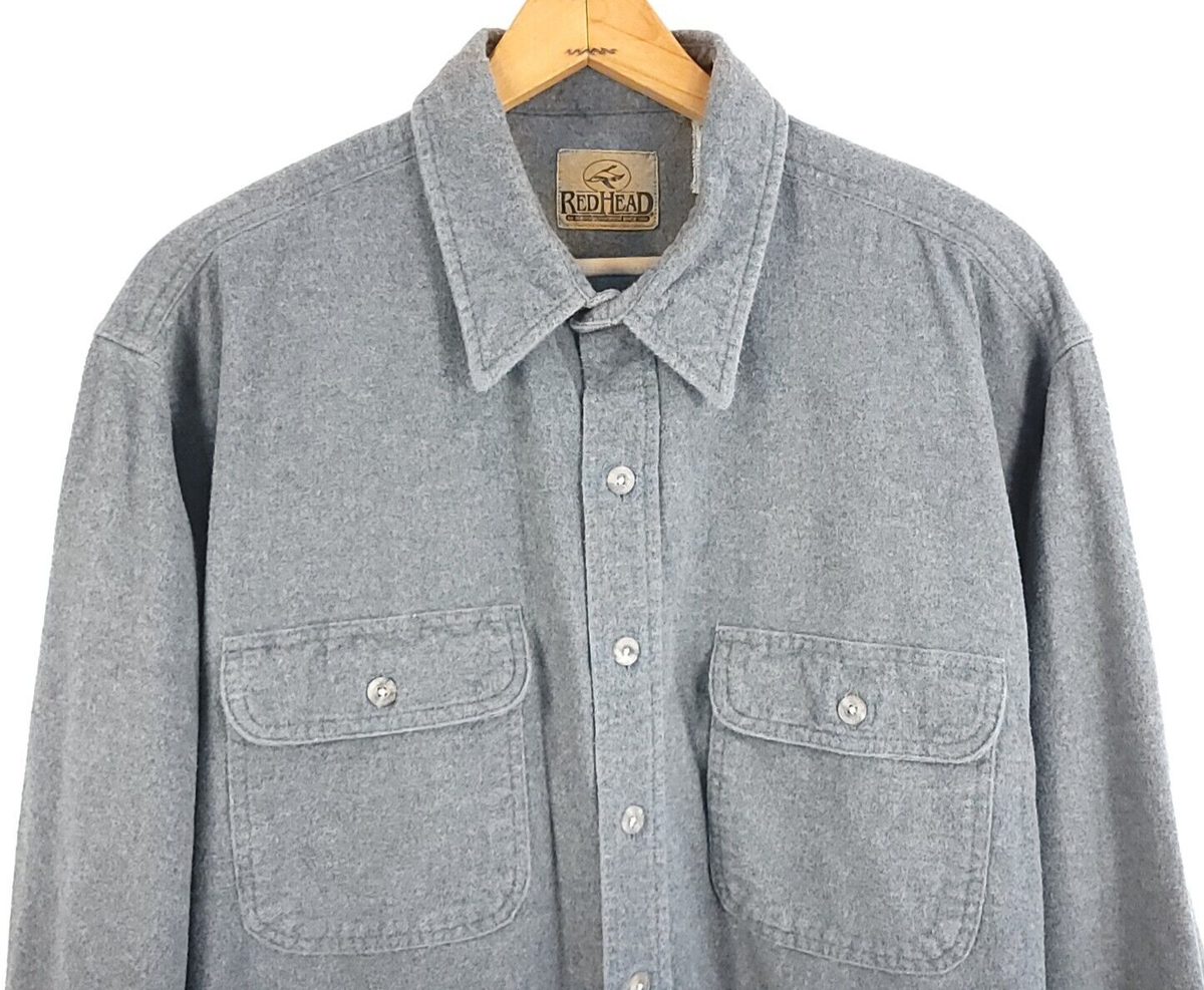 RedHead Long Sleeve Button Front Flannel Shirt Men's 2XLT Gray